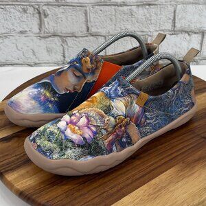 Uin Toledo 92012003 Womens 9 Canvas Goddess Artsy Multicolor Print Slip On Shoes